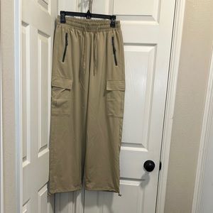 FARUNGS Beige Relaxed Fit Cargo Pants with Pleated Waist